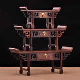 红木质工艺品摆件 微型家具翘头条案摆件 鸡翅木长方形雕花底座