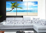 订做大海风景海滩装饰画客厅现代无框画沙发背景墙卧室挂画三联画