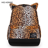 HKS豹纹双肩包男韩版潮个性高中学生书包女创意背包休闲包旅行包