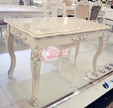 豪华餐桌椅组合  钢化玻璃餐台 欧式白色1.2米1.3米1.4米小户型专