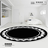 简约简欧现代潮牌黑白圆形个性创意艺术地毯卧室茶几客厅电脑椅垫