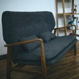 实木布艺沙发椅组合北欧日式小户型客厅双人白橡木咖啡厅休闲沙发