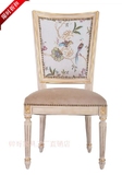 新古典欧式实木雕花餐椅 法式花鸟书椅 美式乡村复古高档原木椅子