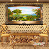 欧式风景油画纯手绘大幅有框客厅中堂挂画山水田园风景装饰画