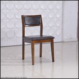 时尚简约现代宜家胡桃木黑色餐桌椅组合仿真皮印花布艺实木餐椅子