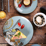 陶瓷餐具套餐陶瓷盘子创意水果盘手绘点心沙拉菜盘挂平西餐牛排盘