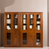 胡桃木书柜 全实木书柜 组合书柜带玻璃门置物柜 储物柜书房家具