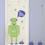 墙贴纸 幼儿园儿童房卧室沙发背景卡通贴画机器人小汽车身高尺