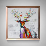 客厅沙发背景墙装饰画现代简约玄关餐厅手工艺手绘装饰画蝴蝶和鹿