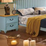 美式乡村实木床头柜 简约储物柜全实木 欧式白色整装床头柜可定制
