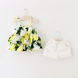 女童装夏季0-1-2-3岁女宝宝吊带背心两件套装婴儿小童夏天衣服薄