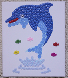 两幅包邮节日礼物创意diy纽扣画材料包 亲子手工装饰画海豚扣子画