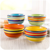 居家家日式创意手绘餐具彩虹碗陶瓷碗韩式家用碗饭碗面碗汤碗大碗