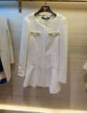 百丝bcvoga专柜正品优雅小香风粗花呢白色中长大衣外套B144KB1207