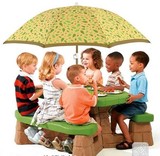 美国原装进口STEP2玩具儿童户外野餐桌游戏桌带遮阳伞家具桌椅