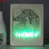 师节包邮DIY成品3D立体相框光影纸雕灯小夜灯床头台灯生日礼物教