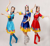 特价新款西藏族少数民族舞蹈服装演出服表演服女装半短袖裙舞台装