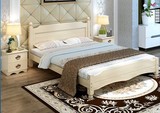 米1.8双人床美式白色公主床松木床实木儿童床单人床小床木板床1.5