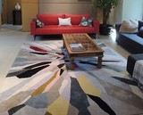 北欧抽象彩色地毯客厅茶几地毯卧室床边手工地毯样板间欧式地毯