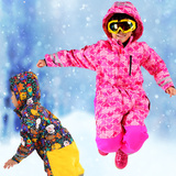 男女童儿童连体滑雪服防水保暖抓绒外贸原单出口防寒服 零下30度