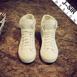 J-SIR潮牌黑白运动休闲鞋布鞋男鞋硫化鞋韩版高帮鞋帆布鞋滑板鞋