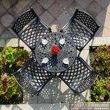 户外黑色铸铝桌椅家具休闲花园铁艺咖啡庭院阳台五件套组合 包邮