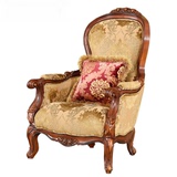 新古典沙发椅 实木高档装饰椅 欧式洽谈椅 布艺老虎椅 别墅高背椅
