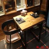 汇丰酒吧奶茶店快餐咖啡餐厅复古实木办公会议餐桌椅组合钢架包邮