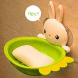 超萌兔子肥皂盒吸盘壁挂式香皂盒创意浴室强力置物架可爱沥水皂架