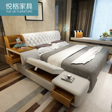床 真皮床 榻榻米皮床 皮床 双人床1.8米 婚床 简约现代 软床储物