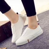 环球韩版纯色低帮小白鞋浅口女款帆布鞋厚底松糕跟学生鞋运动球鞋