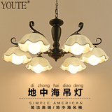 粤田韩式地中海田园吊灯 欧式现代简约卧室客厅个性餐厅陶瓷灯具