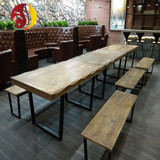 创升美式复古铁艺实木餐桌欧式实木桌椅办公桌会议桌餐椅