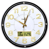 TIMESS挂钟客厅创意圆形夜光万年历时钟欧式会议室静音挂钟15英寸