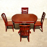 多功能全实木橡木餐桌椅组合6人圆桌4人方桌小户型折叠可伸缩餐桌