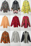 春夏装孤品复古古着vintage日本原单经典波点几何图案长袖衬衫女