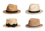 HM H&M专柜代购  16新品男女通用太阳编织草帽饰锻布太阳帽
