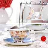 骨瓷咖啡杯套装欧式创意咖啡杯碟陶瓷英式下午红茶杯6杯碟带架子