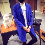 2016秋季新款韩版单排扣长款长袖男风衣英伦气质修身显瘦外套潮男