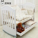 巴布豆 欧式多功能婴儿床实木白色bb床摇篮床好孩子游戏床儿童床