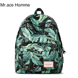 Mr.ace Homme双肩包女韩版印花背包中学生书包学院风男旅行电脑包