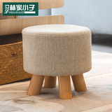 厂家直销实木矮凳换鞋凳宜家风格时尚圆凳创意穿鞋凳布艺沙发板凳