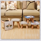 创意沙发凳实木儿童小凳子矮凳可爱蘑菇凳家用休闲凳客厅布艺凳