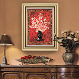欧式有框画大尺寸玄关客厅挂画 走廊装饰画壁画 美式红色富贵花瓶