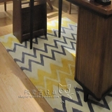 简约欧式宜家条纹地毯客厅茶几沙发卧室床边手工腈纶满铺地毯定制