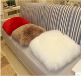 纯羊毛沙发抱枕靠枕靠垫澳洲毛绒抱枕欧式抱枕创意靠枕长毛绒白色