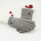 新款羊皮毛一体手套女冬季加厚保暖分指手套可爱学生青年时尚包邮