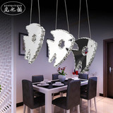 现代简约水晶灯不锈钢餐厅3头LED吊灯创意个性鱼形灯具酒店吧台灯