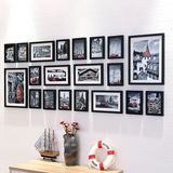 红丽 客厅卧室创意组合大墙面实木挂墙相片装饰画黑白现代照片墙
