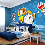 3D可爱卡通哆啦A梦叮当猫墙纸主题儿童房卧室壁纸环保大型壁画
